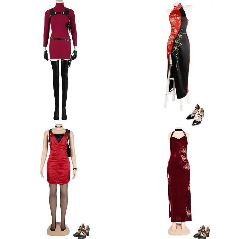 Ada Wong Cosplay kostým červené šaty čínske šaty