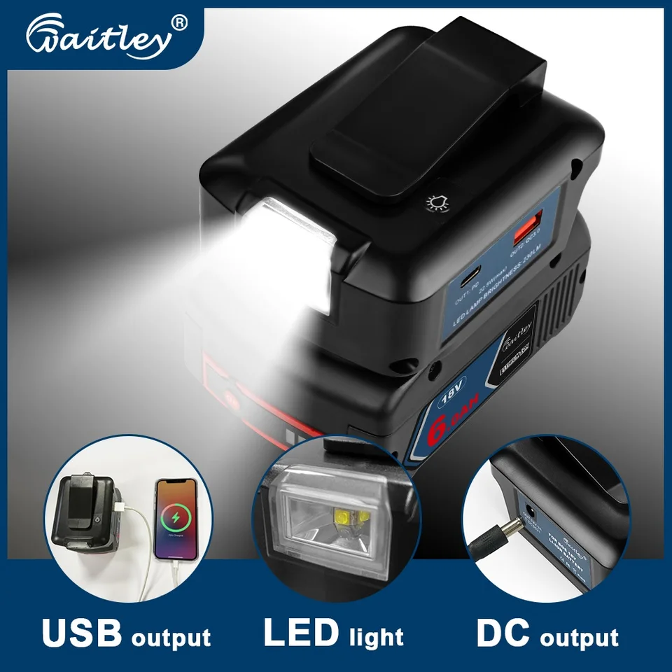 Adaptér baterky pre batériu Bosch 18V s LED žiarovkou USB TYP-C Výstupná výkonná súprava banky Externa Externé príslušenstvo