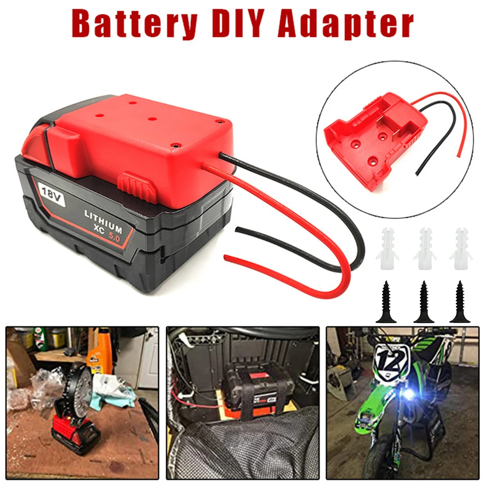 Adaptér batérie 1/2ks napájacie kolesá pre adaptér batérie Milwaukee M18 18V Li-Ion Adapter 5,3 palca drôtový do dokového konektora batérie