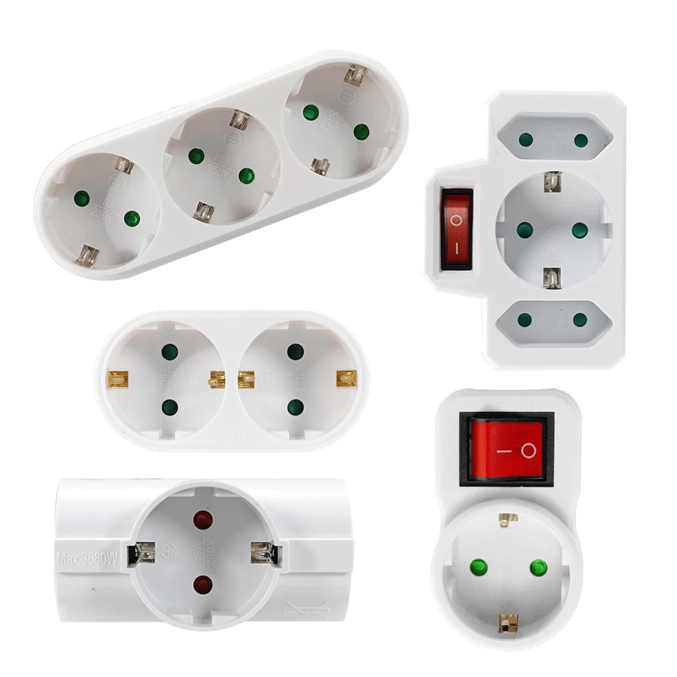 Adaptér EU Socket Adapter s prepínačom ON/OFF Európsky štandardný rozširujúci napájací adaptér 4,8 mm