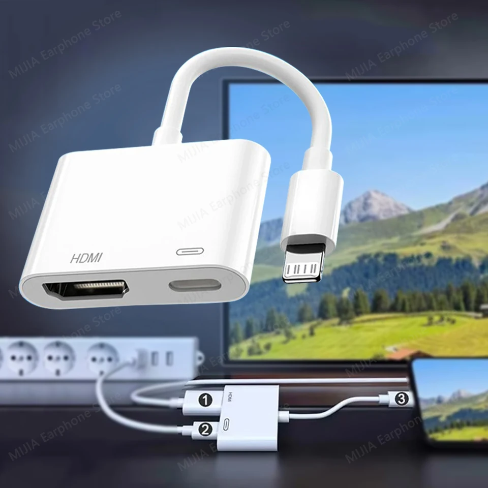 Adaptér HDMI AV pre blesky 1080p projektor DHMI Type-C OTG Adaptér Digitálne zvukové video synchronizačné prevodník pre TV