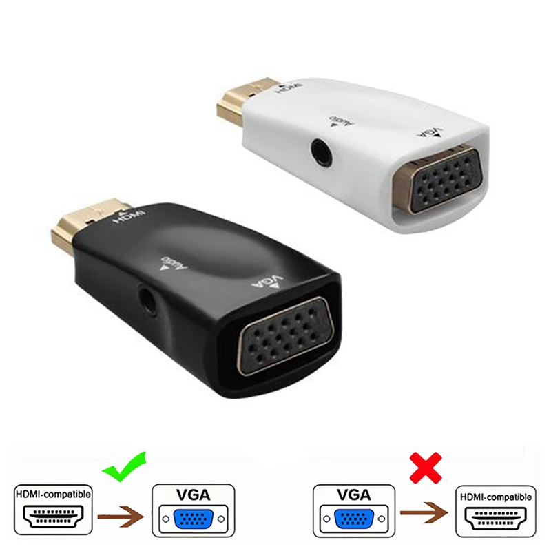 Adaptér HDMI až VGA s 3,5 mm zvukový kábel VIDEO Jack HDMI na VGA Converter Full HD PC LAPTOPS pre Xbox PS4 TV box do projektora