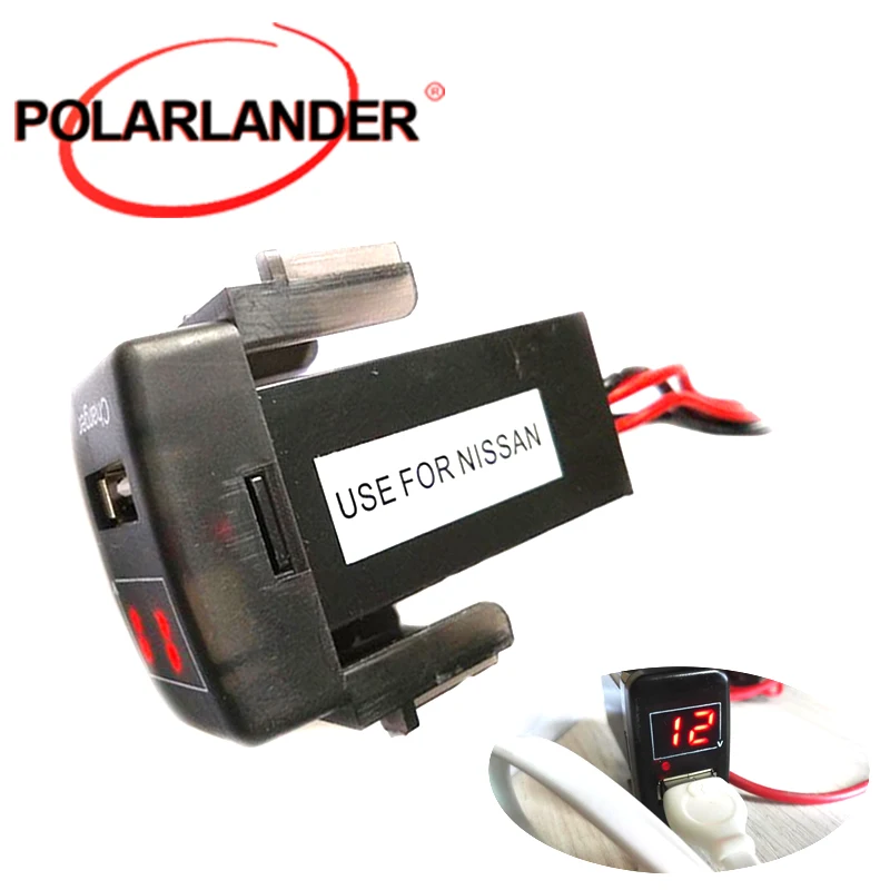 Adaptér LED svetla nabíjačky automobilu 5V 2.1A Príslušenstvo ABS USB Rozhrania zásuvky pre Nissan/Qashqai/Tiida/X-Trail/Sunny/NV200/Teana