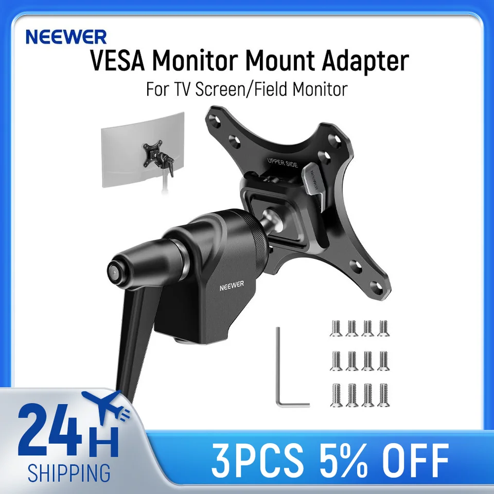 Adaptér monitor neewer Vesa Monitor s rýchlym uvoľňovaním ARCA 360 ° Rotabovateľná guľová hlava M4 skrutkovač Svetlo stojanový adaptér pre televíznu obrazovku
