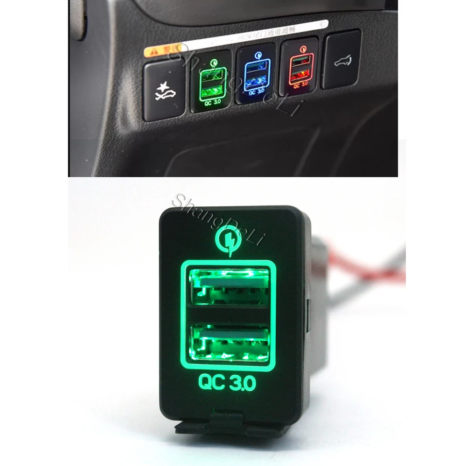 Adaptér nabíjačky USB nabíjačku rýchly poplatok 3.0 Duálne porty nabíjacie mobilné telefóny pre Mitsubishi Outlander 3 Eclipse Cross 2016