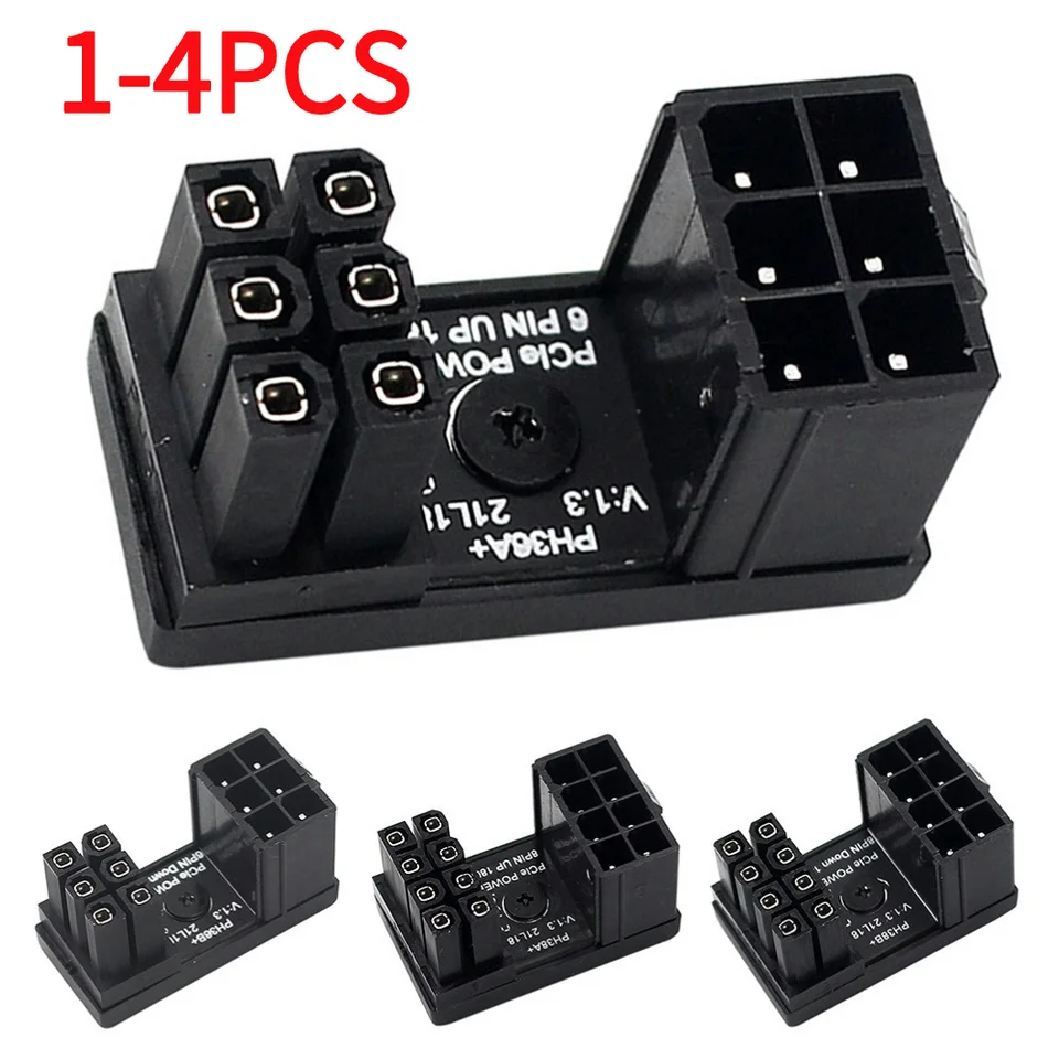 Adaptér napájacieho zdroja grafickej karty 180 ° 6pin/8pin GPU PCIe Power Adapter Board pre PC Graphics