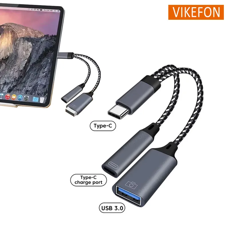 Adaptér pre herný spínač USB C OTG Adaptér 2 v 1 typu C až USB Adaptér s portom nabíjania PD pre tablet pre notebook U Disk
