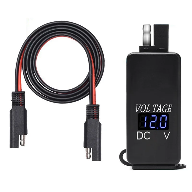 Adaptér SAE na USB s voltmeterovým motocyklom rýchle odpojenie zástrčky s vodotesnou duálnou nabíjačkou USB pre inteligentné