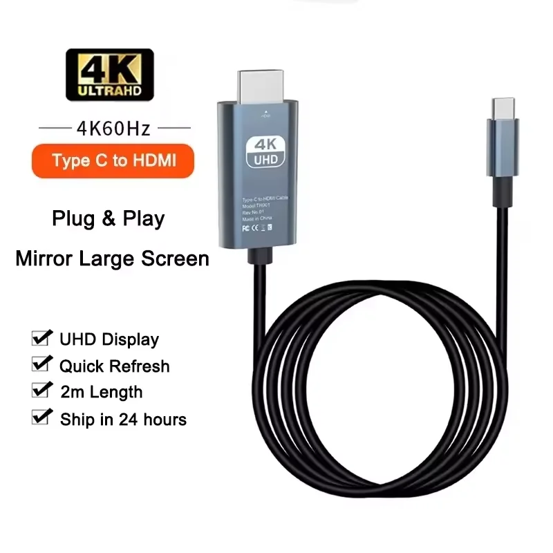 Adaptér USB C až HDMI 4K 60 Hz Typ C kábel HDTV Converter Kábel pre iPhone 15 TV TV MacBook Air iPad Samsung NAPOHOP