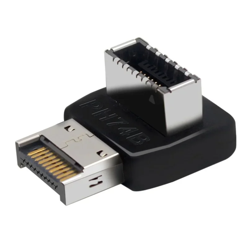 Adaptér USB Connector Adapter USB3.0 19p/20p na Type-E 90 stupňov prevodníka adaptéra Puzdra predného typu C Skladací počítač Počítačový doska