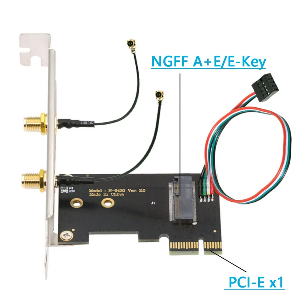 Adaptéry bezdrôtových rozšírení NGFF A+E/E-Key WiFi karta PCI-E Express 1x Adaptér pre WLAN WiFi6 WiFi7 Bluetooth
