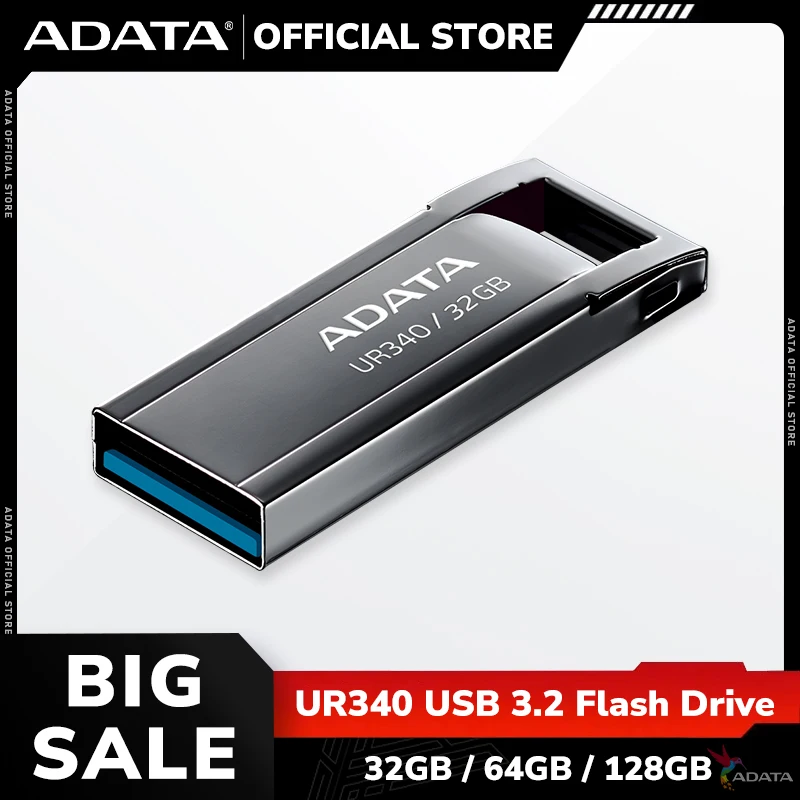 Adata Royal Ur340 USB Flash Drive USB 3,2 Drive kovového pera 32 GB 64 GB 128 GB až 100 MB/S Pamäťová palica Storage U Disk pre počítač