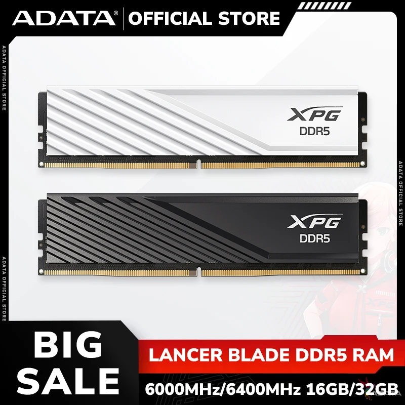 Adata XPG Lancer Blade DDR5 Memory Moule Moule Single Tray Desktop Memory 16 GB 32 GB 6000MT/S 6400MT/S Memoria RAM s chladiacim umývadlom