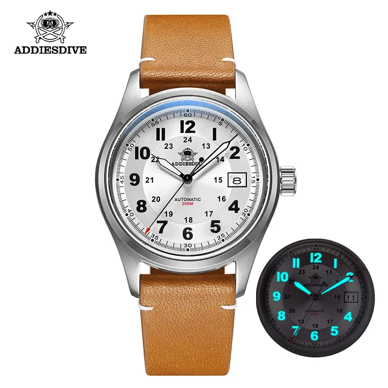 Addiesdive 39 mm hodinky pre mužov NH35 MOHE AUTOMATICKÝCH SAPPHIRE MECHANICKÉ ZÁKLADNÉ ŠATY LOUNUL Pilot hodinky Sport potápanie 200 metrov