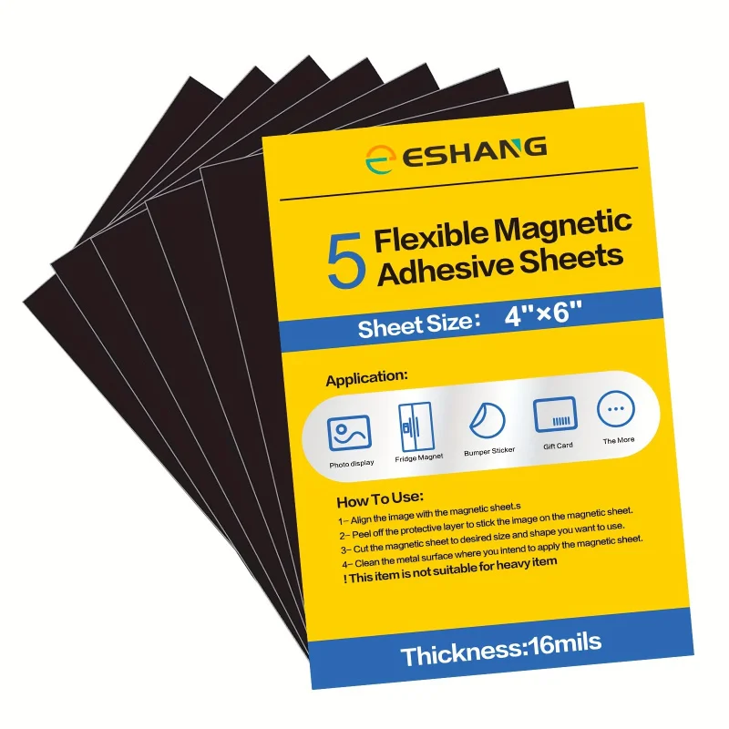 Adhézne magnetické listy s lepiacou podporou 16mil 5 ks každé 4 x 6 palcov flexibilné magnetické listy so samolepiacim lepkavým