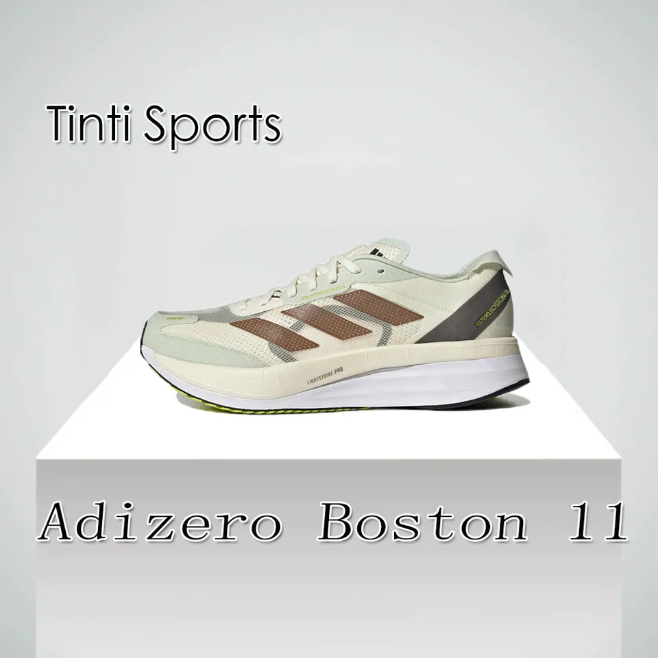 Adidas New Adizuero Boston 11 Man and Women Pneule Priedušné šok absorbujúce protišmykové maratónske bežecké topánky Beige & Brown