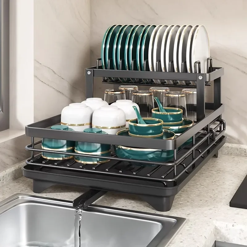 Adjustable Kitchen Plates Organizer Dish Drying Rack Drain Board Over Sink Cutlery Storage Holder Efficient Kitchen Storage