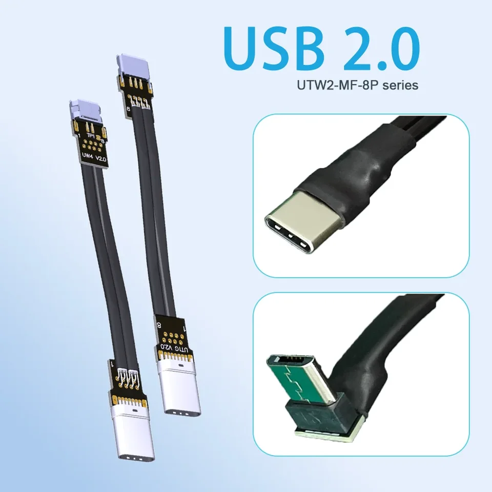 ADT-Link Micro USB 2.0 Typ C Plochá ultra tenká krátka nabíjačka mužský ženský dátový kábel OTG USB-C na mikro-B 2,0 FPV fotografický kábel