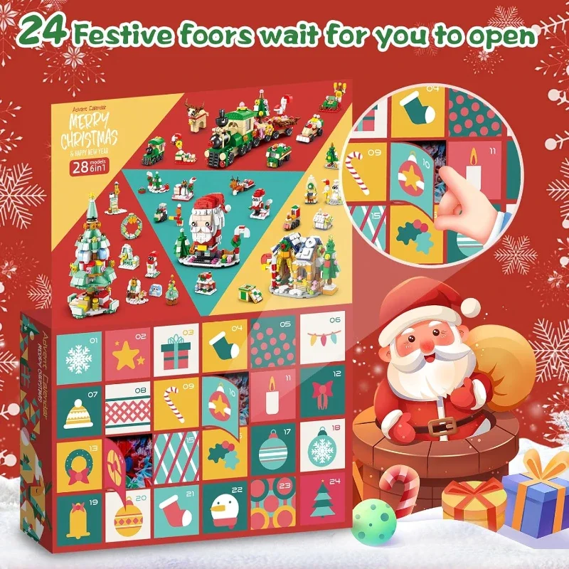 Advent Calendar Vianočné stavebné bloky, 24 dní stavebné bloky Hračky Hotel Holiday CALENDARS Vianočné darčeky Deň vďakyvzdania