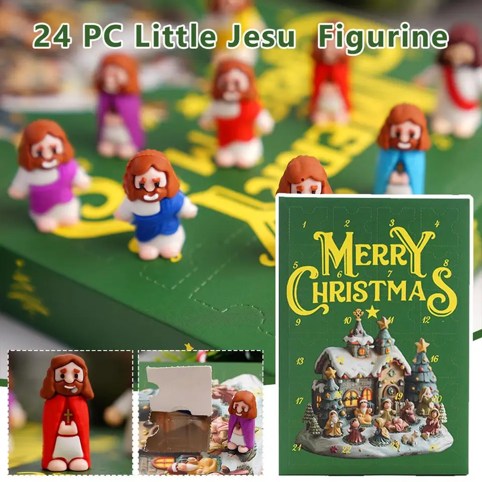 Adventný kalendár vianočných prázdnin, 24 ks Malé Jesu Jesu Jesu Miniature Figurine, predstavuje dekorácie, Veľkonočná figurína Mini C3G6