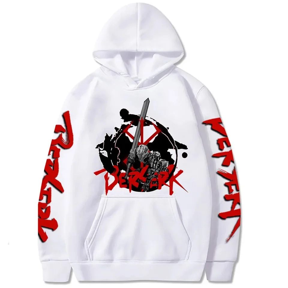 Adventure Combat Anime Berserk Handsome tlačený jeseň a zima Pohodlné mäkké pánske ležérne trend Street Fleece Hoodie