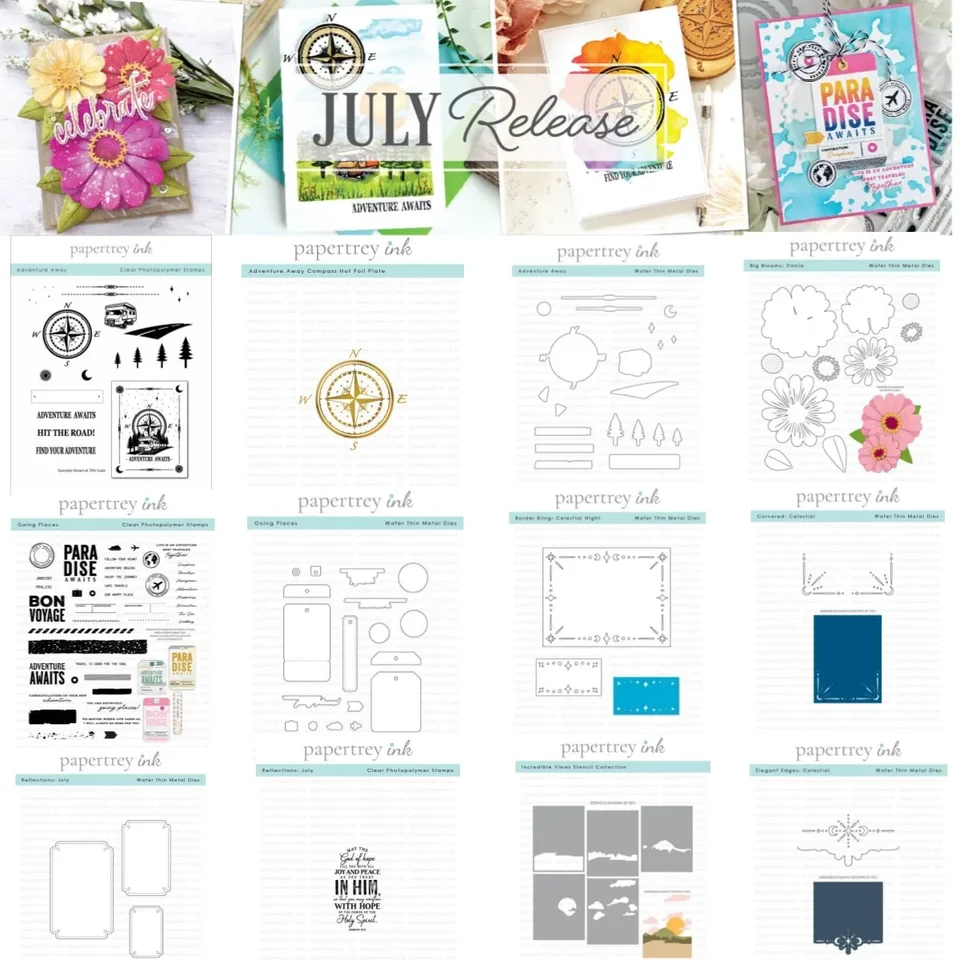 Adventure Compass Flower Zinnia Cutting Dies Clear Stamps Stencil Hot Foil DIY zdobenie zošita