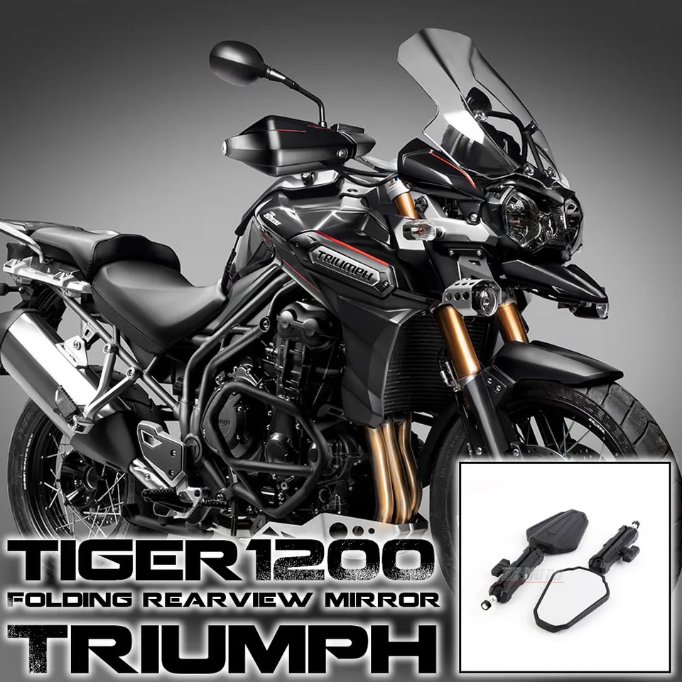 Adventure Mirror Kit Skladacie zrkadlá pre Triumph Tiger 800 1200 Vysoko kvalitný univerzálny motocykel skladací zrkadlo Zadné zrkadlo