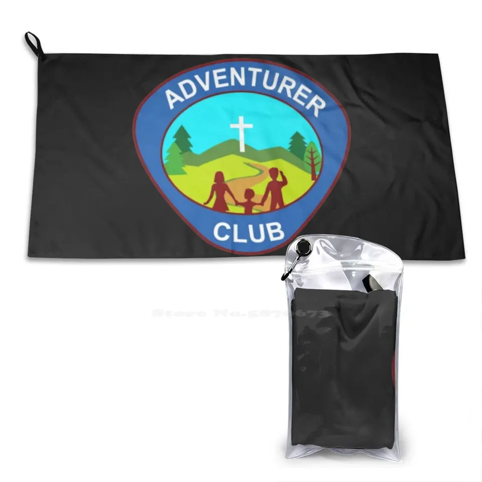 Adventurer Club siedmy deň adventistické logo plážové uteráky s rýchlym sušením športových uterákov dobrodruh klub dobrodruh Logo siedmy deň
