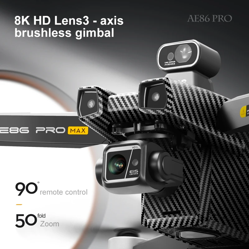 AE86 PRO Max GPS Profesionálny robot s dňom 3-osi Gimbal prekážky Aircraft Aircraft EIS Anti-Shae Helikoptér RC Quadcopter Toy Hray