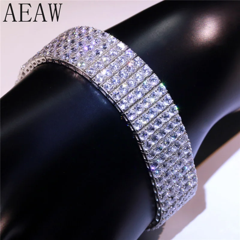 AEAW 14K 585 Biele zlato 31,5 CTW F farba 266ks 3 mm Moissanit Bangle náramky laboratórne náramok pre ženy jemné šperky