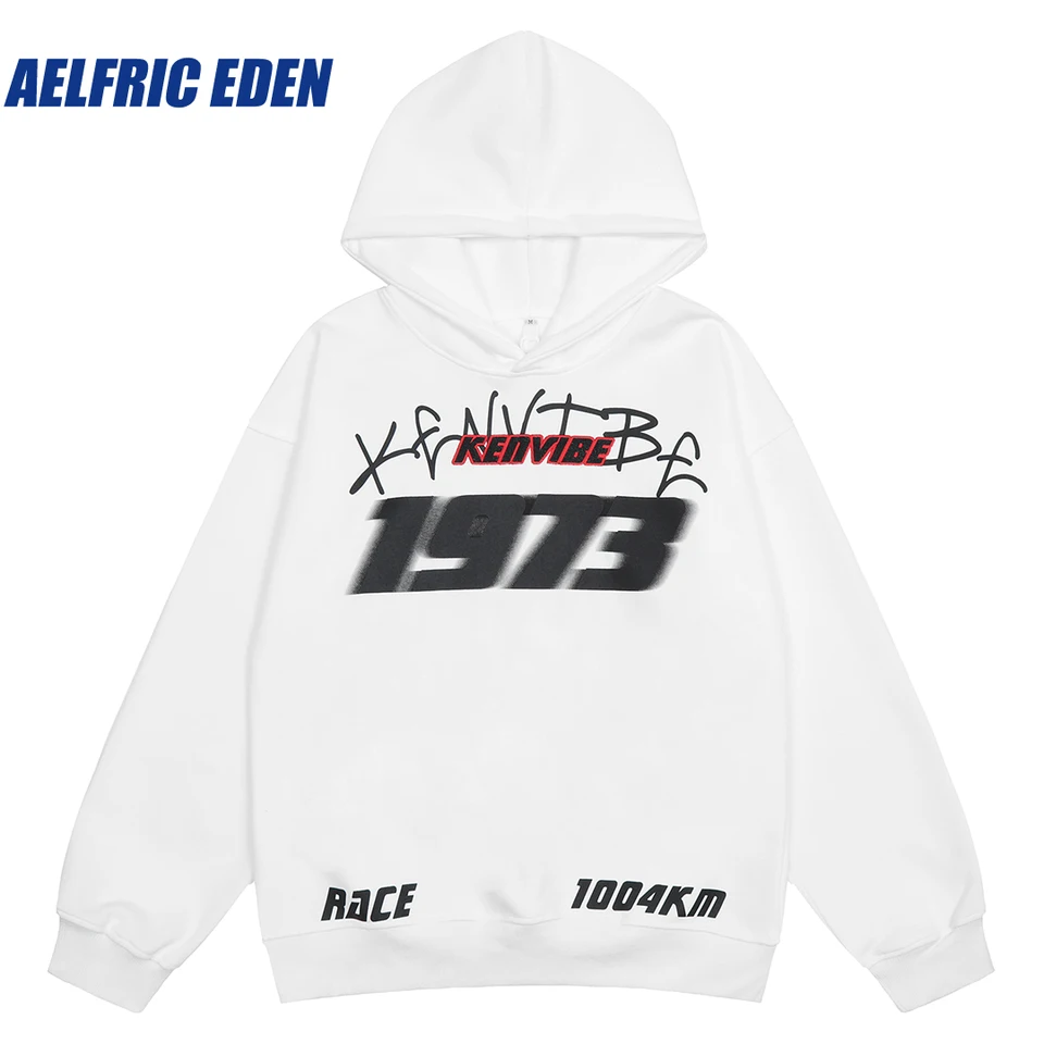 Aelfric Eden Vertigo Number tlač vyšívanú mikinu y2k harajuku streetwear 