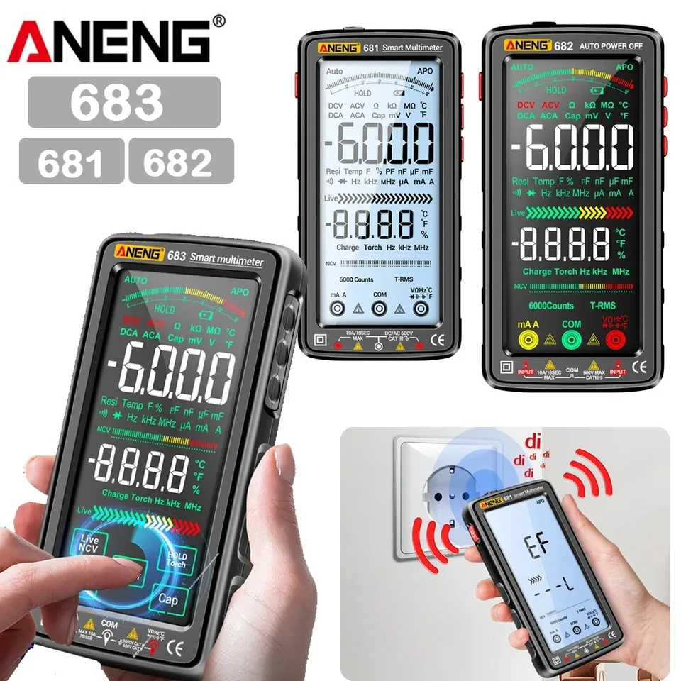 AENG 683 682 681 inteligentný digitálny multimeter nabíjateľný kapacitný meter hz OHM DIODE TESTter 6000 Počty AC/DC MEEROVANIE Nástroje