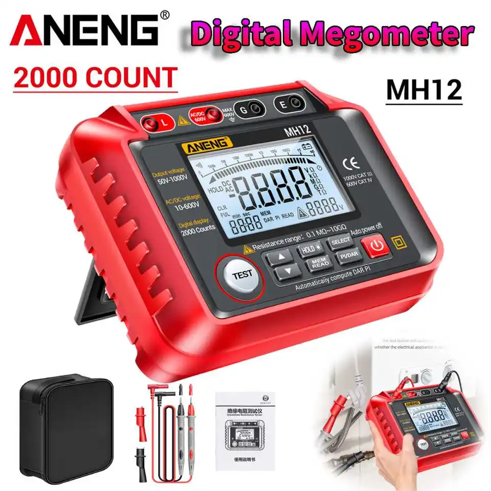 Aeng MH12 Digitálny megohmmeter meters izolačný izolačný merač odporu merača kábla Vysoké napätie Voltmeterový meter