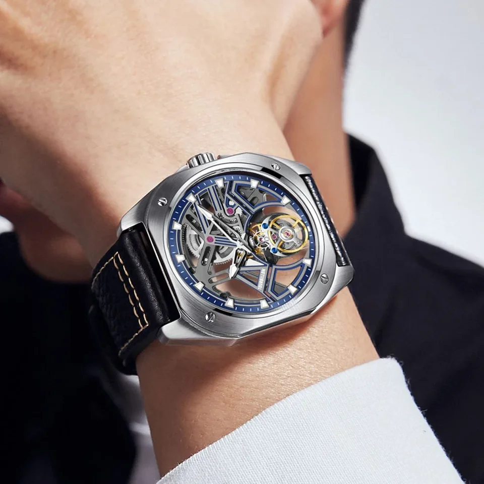AESOP TOURBILLON HODNOTY PRE MEN MECHANICKÉ Módne hodinky Vodotesné kostrové pohyby Tourbillon SAPPHIRE Mirror Oficiálny obchod