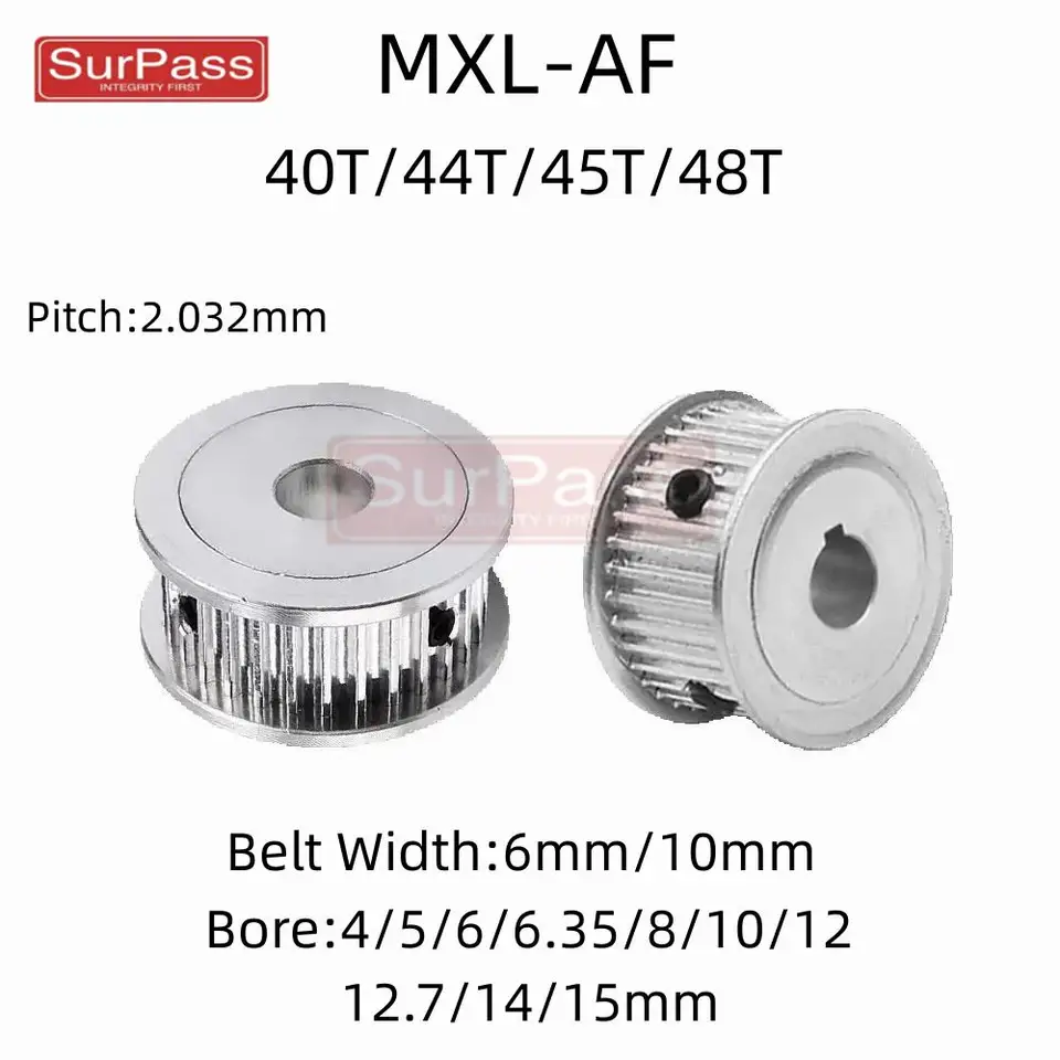 AF Typ 40T/44T/45T/48teeth MXL Časová kladka Kladka 4/5/6/6,35/8/10/12/12,7/14/15 mm pre šírku 6/10 mm šírku použitého v lineárnej kladke