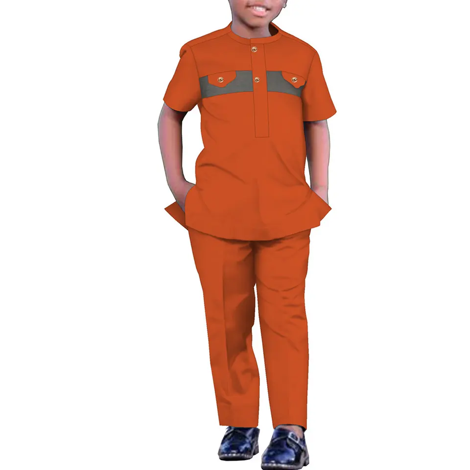 African Boy Kids African Clothing Tradičné dashiki outfit 2 kusy Sada krátkych rukávov a dlhé nohavice pre chlapca wyt777