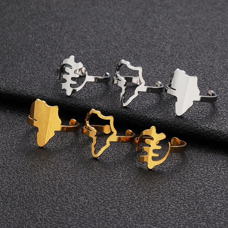 Africké prsteň Ženy Dievčatá Africa Outline Map Rings Rings Africké etnické kultúrne výrobky narodeniny darčeky svadobné večierky šperky
