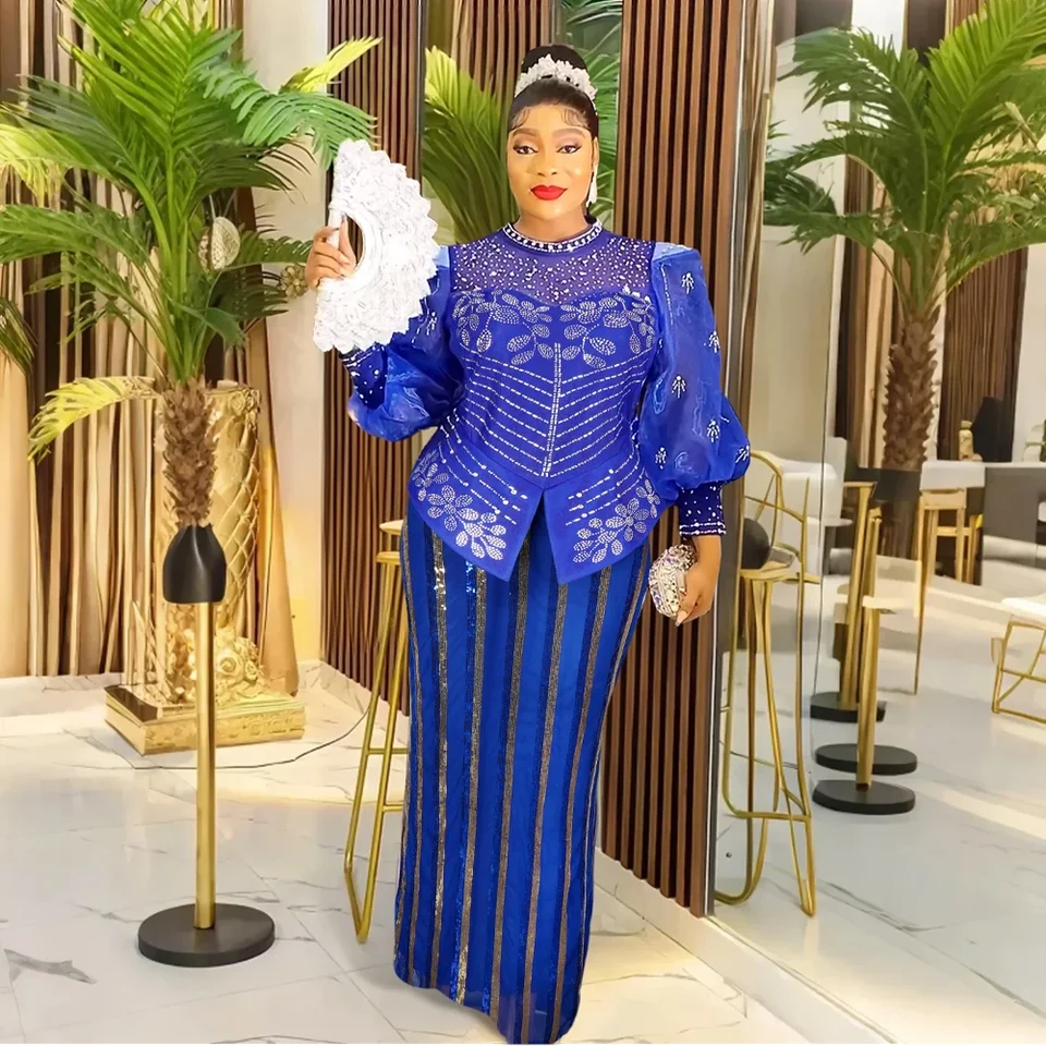 Africké večerné šaty pre ženy luxusné šaty Elegantné turecké svadobné večere dlhé šaty Ankara Ladies Africa oblečenie 2025