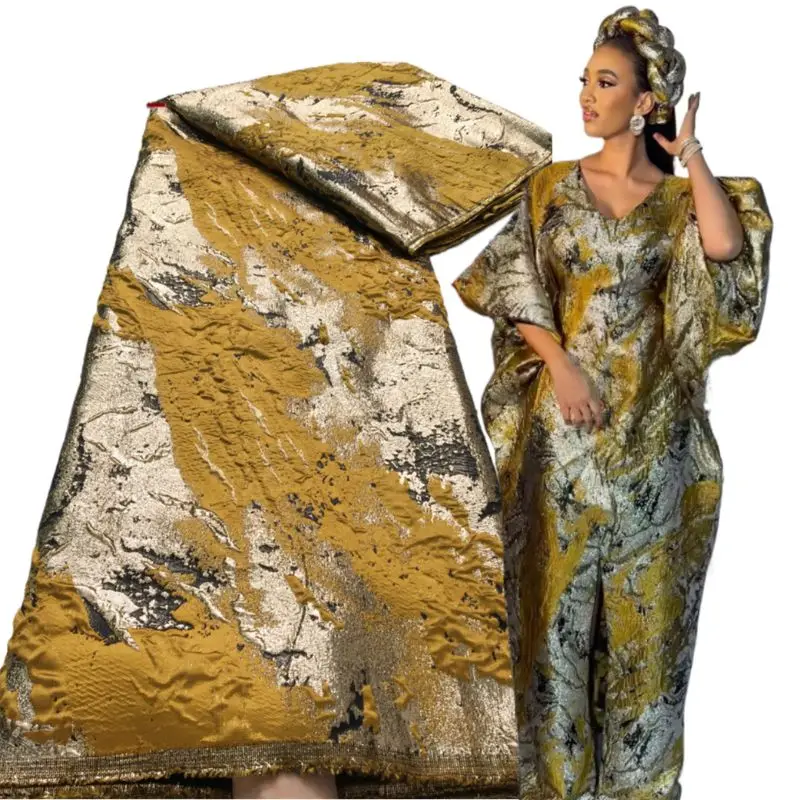 Africké zlacené žlapky Jacquard Brocade Lace Lace Tkanina 2025 Vysoko kvalitný nigérijský čipkovaný materiál pre nevesty pre nevesty Svadobné šaty F4023