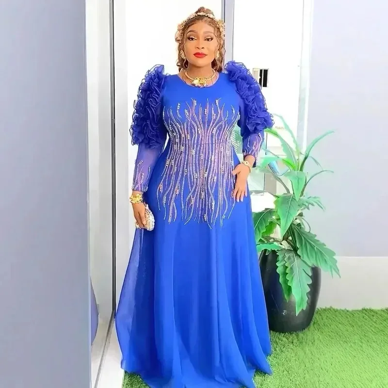 Africké šaty pre ženy Elegantné moslimské svadobné večere dlhé šaty plus veľkosť afrika oblečenie Dashiki Ankara Turecko oblečené šaty