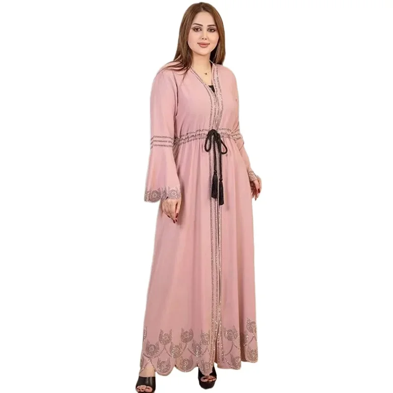 Africké šaty pre ženy Elegantný polyester 2025 leto Nový moslimský módny abayas dashiki rúž kaftan maxi šaty turecká Afrika