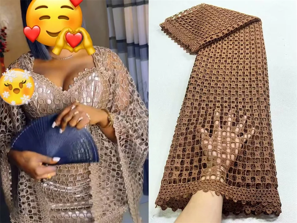 Africký nigérijský, vysoko kvalitný čipkovaný text ， na šitie šaty svadobnej hostiny, vyšívanú bavlnu Damask, 5yards, 2025