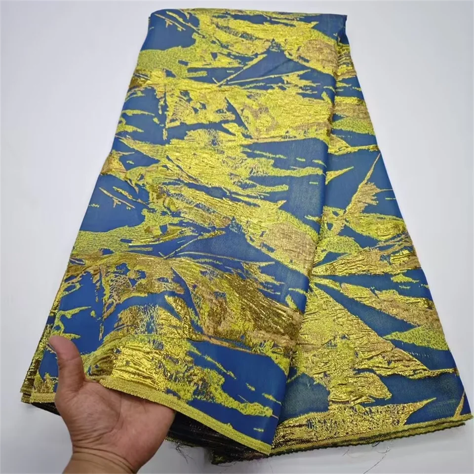 Africký žackard brokátový luxusný tkanina Nigérijská kvetinová damaškarná čipka materiál Brokard Tissu 5yard Dentelle Africain DB26