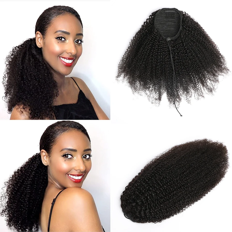 Afro Kinky Curly Replace Ponytail Mongolian Kinky kučeravé ľudské vlasy cytail 4b 4c remy predlžovanie vlasov ľudské vlasy pre ženy