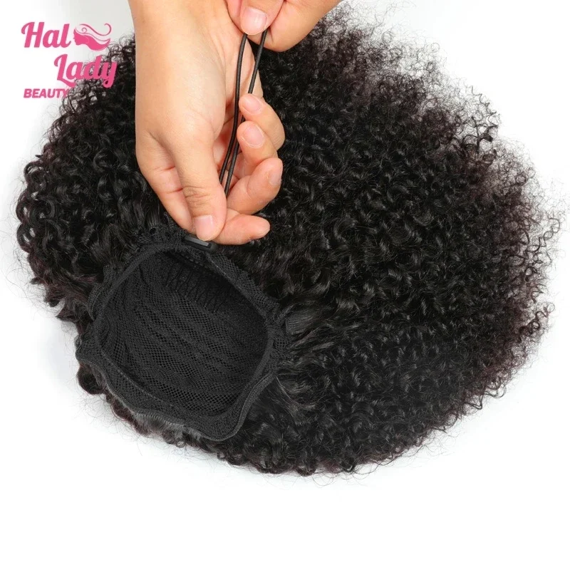Afro Kinky Curly Replanting cond cop ľudské predlžovanie vlasov Pony Tail Clip v príčinách pre čiernu ženu tmavo hnedá brazílska remy