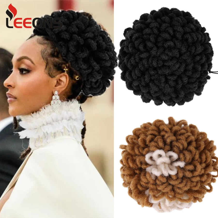 Afro Puff Scrapstring Spopyck Eairpiece Syntetický klip v predĺžení drážok vlasov pre čierne ženy kučeravé updo faux locs bun