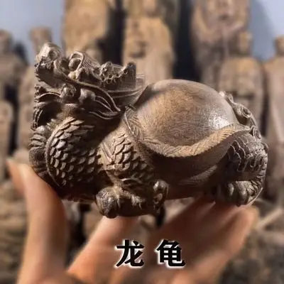 Agarwood Dragon Turtle Ornament Drevené remeselníky mahagón Ornament Office Feng Shui Darček Bai Qinan