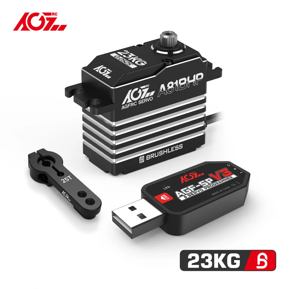 AGFRC A81BHP 23 kg Super Speed ​​Steel Gears HV Brushless Programovateľné štandardné riadenie Serv pre 1/8 RC Truck Car Let Aircraft