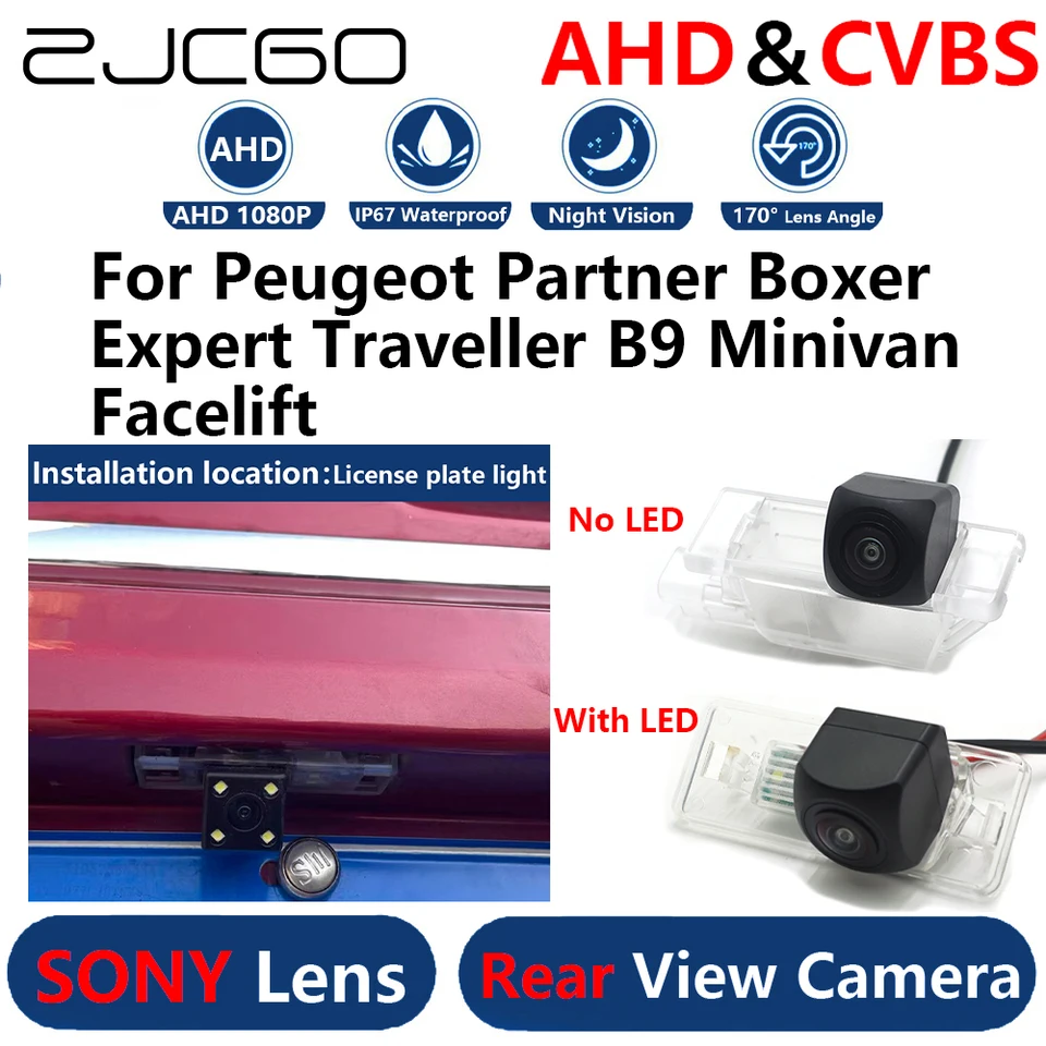 AHD 1080p Parking Zálohovanie zálohovanie reverzného reverzného zobrazenia Zadný pohľad pre Petout Partner Boxer Expert Traveler b9 minivan facelift