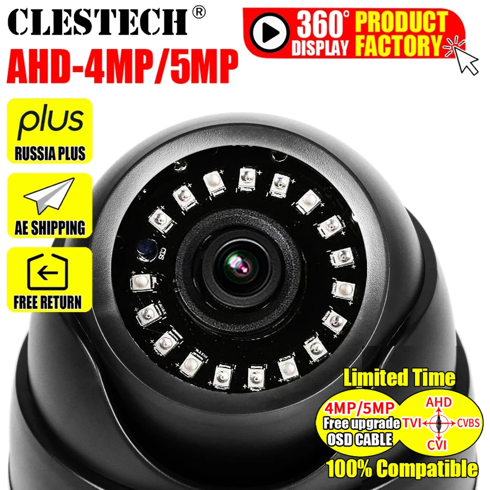 AHD Dome Camera 5MP 4MP 2MP Video sledovanie HD Mini fotoaparát Analóg Nano LED LED IR Night Vision Indoor Security Video pre domácu televíziu